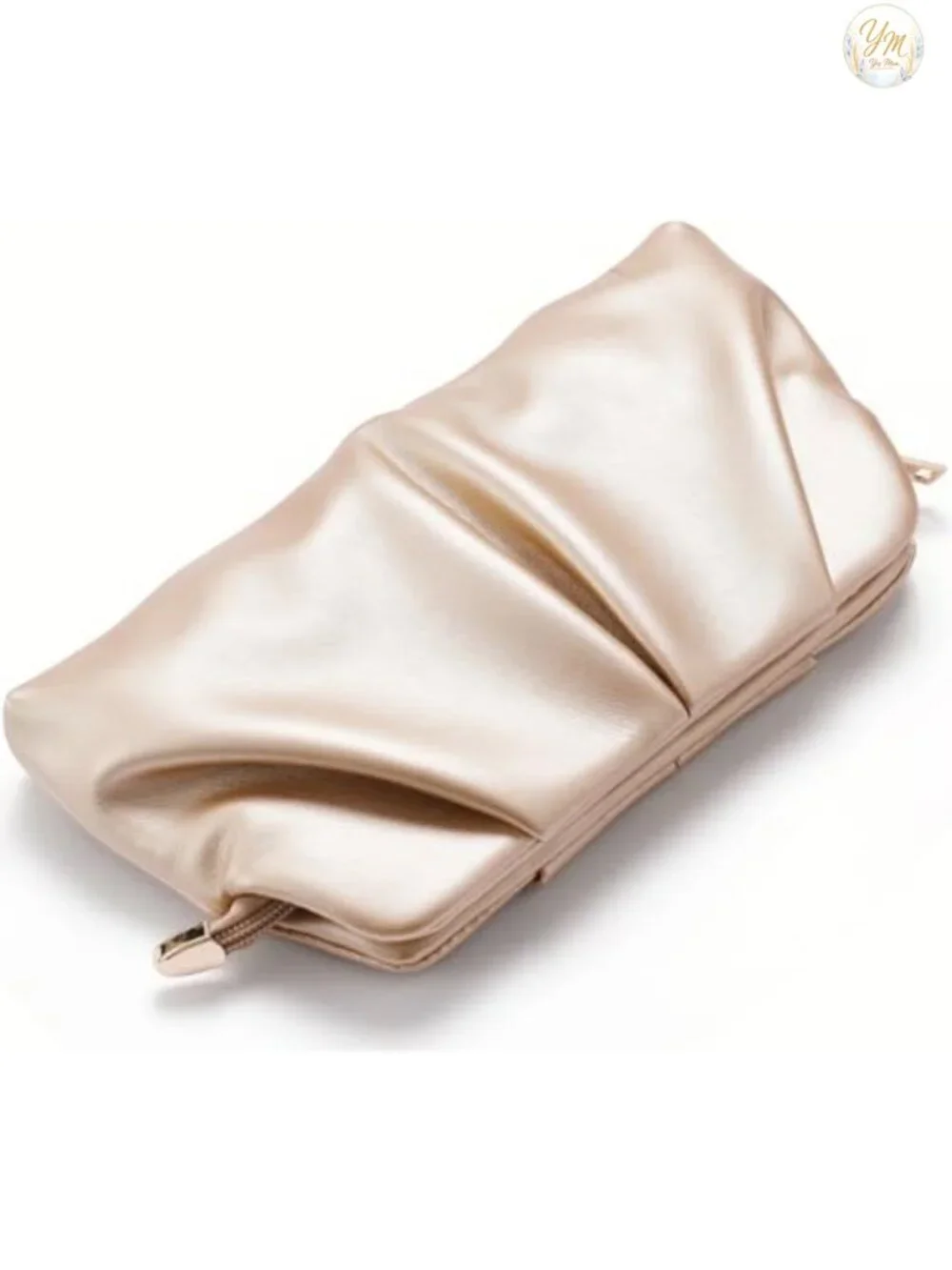 Women Clutch Bag Dressy Formal PU Leather Pleated Handbag Detachable Chain